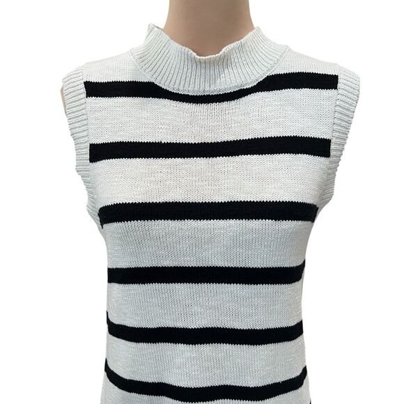 Sanctuary Life Is Easy Sweater Dress Cream Black Striped Cotton Knit Medium NWT - Picture 7 of 16